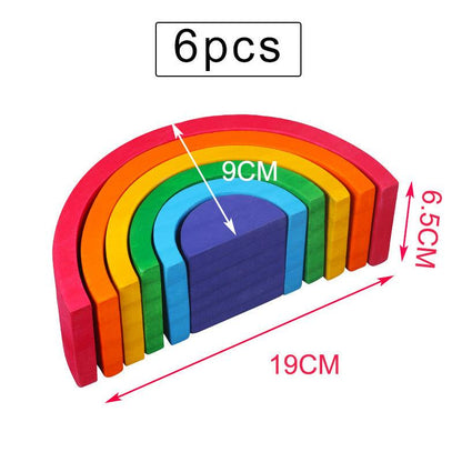 Children'S Wooden Large Rainbow Building Blocks For Babies 2-4 Years Old Montessori