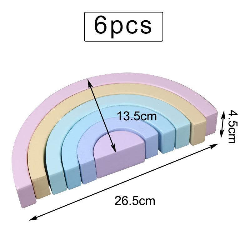 Children'S Wooden Large Rainbow Building Blocks For Babies 2-4 Years Old Montessori