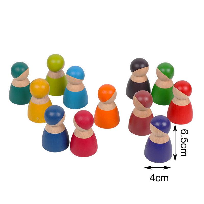 Children'S Wooden Large Rainbow Building Blocks For Babies 2-4 Years Old Montessori