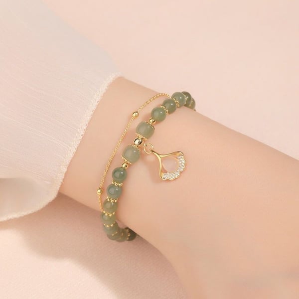 🔥BUY 1 GET 1 FREE 💞--Wotian Jade Lucky Gold Leaf Bangle