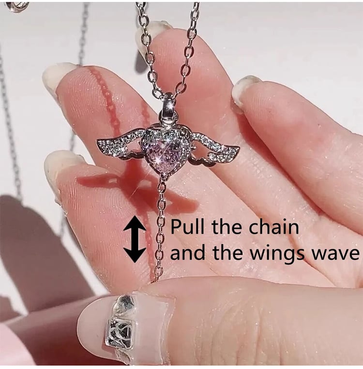 Women's Day Sale-Angel Wings Heart Pendant Necklace