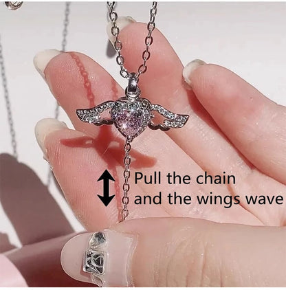 Women's Day Sale-Angel Wings Heart Pendant Necklace