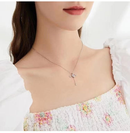 Women's Day Sale-Angel Wings Heart Pendant Necklace