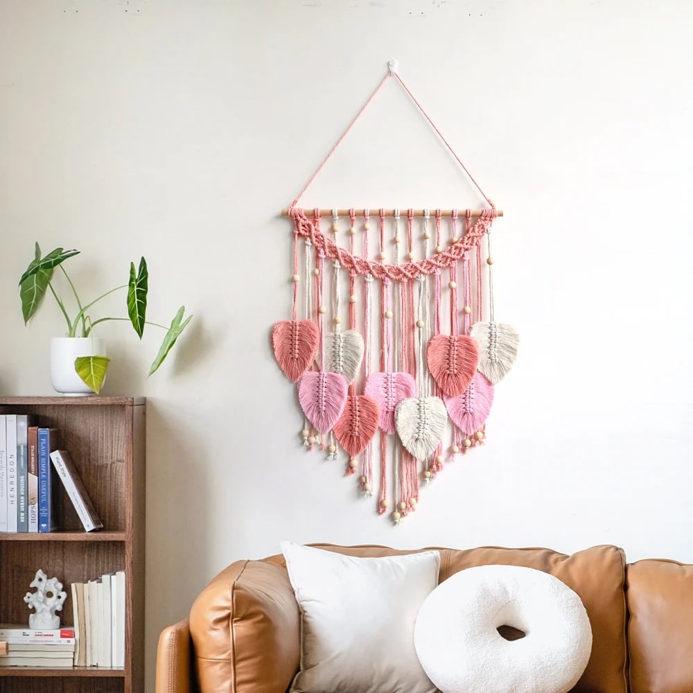 Macrame Wall Hanging - Handwoven Leaf Tapestry