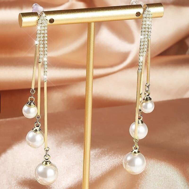 Fashion Diamond Ball Tassel Earrings