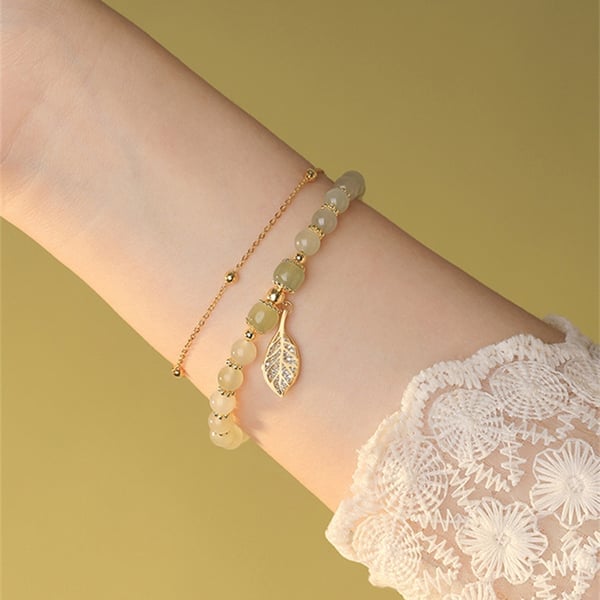 🔥BUY 1 GET 1 FREE 💞--Wotian Jade Lucky Gold Leaf Bangle