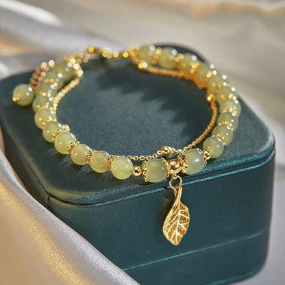 🔥BUY 1 GET 1 FREE 💞--Wotian Jade Lucky Gold Leaf Bangle