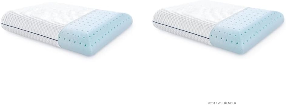 WEEKENDER Gel Memory Foam Pillow - Queen Size - 1-Pack - Medium Plush Feel - Neck & Shoulder Support - For Back, Side, & Stomach Sleepers - Home, Hotel, & Hospital Essentials