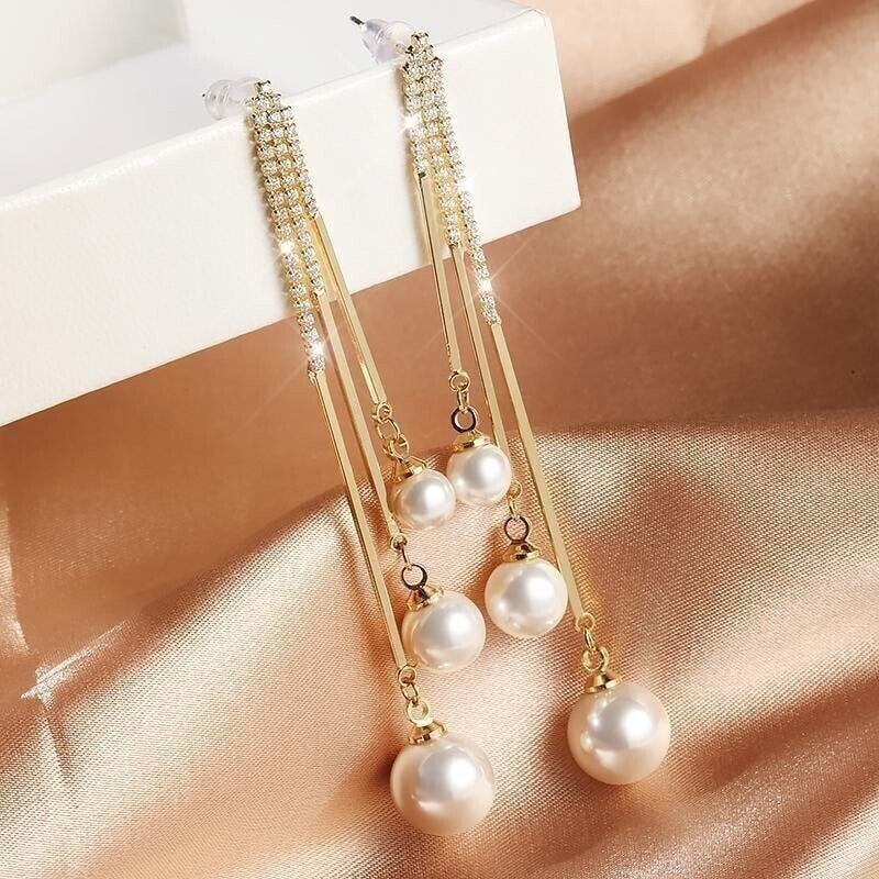 Fashion Diamond Ball Tassel Earrings