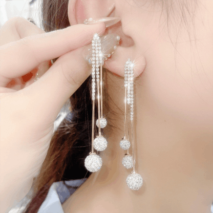 Fashion Diamond Ball Tassel Earrings