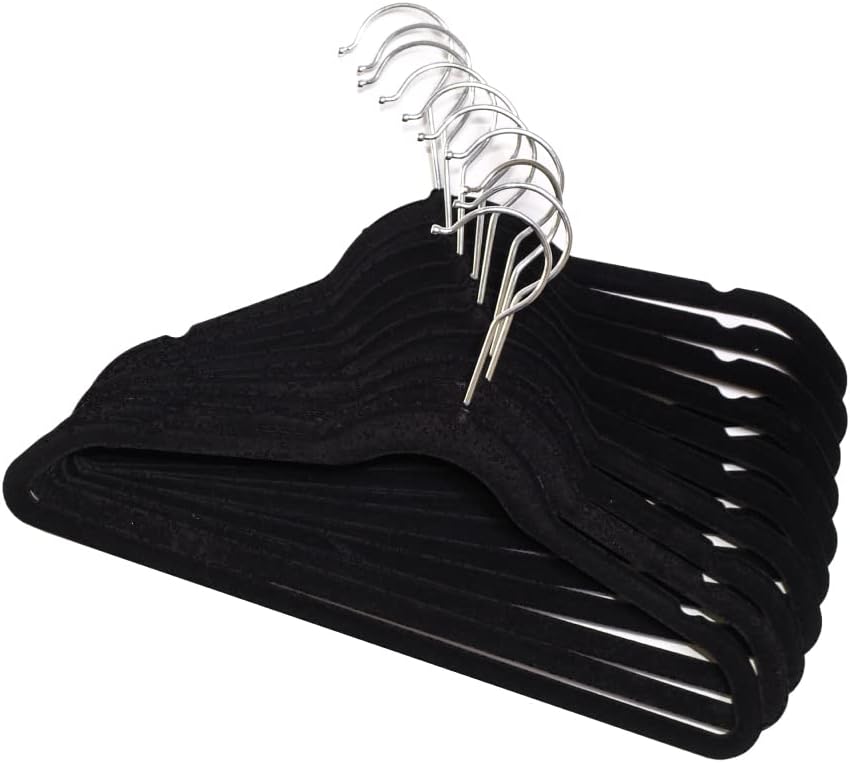 AWENN - Velvet Adults Clothes Hangers for Closet - 10 Pack. Non Slip Men and Women Clothing Hangers with 360 Degrees Swivel Hook (Beige)