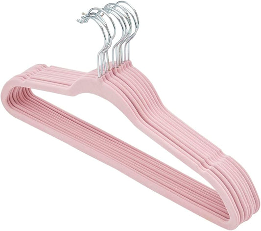 Sunbeam Velvet Slim 10 Piece Hangers, Pink