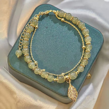 🔥BUY 1 GET 1 FREE 💞--Wotian Jade Lucky Gold Leaf Bangle