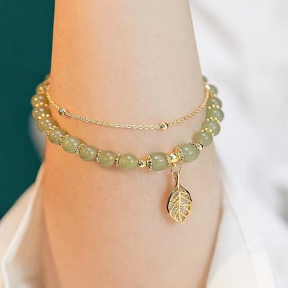 🔥BUY 1 GET 1 FREE 💞--Wotian Jade Lucky Gold Leaf Bangle