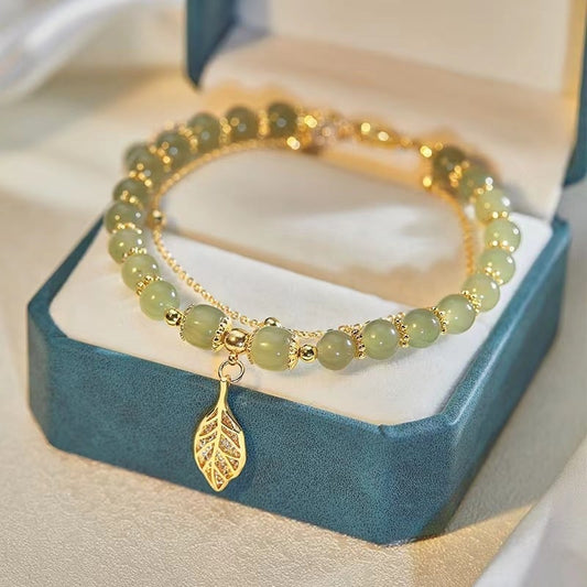 🔥BUY 1 GET 1 FREE 💞--Wotian Jade Lucky Gold Leaf Bangle