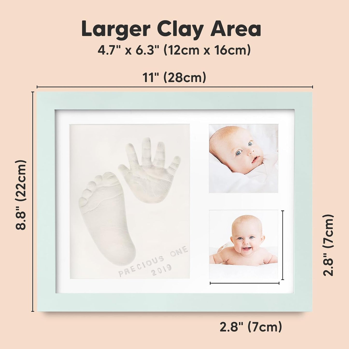 Baby Hand and Footprint Kit - Baby Footprint Kit, Baby Keepsake, Baby Shower Gifts for Mom, Baby Picture Frame for Baby Registry Boys, Girls, Personalized Baby Gifts, Mother's Day Gifts (Ash Wood)