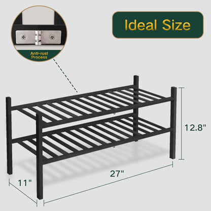 Z&L HOUSE 3-Tier Shoe Rack for Closet, Stackable Shoes Rack Organizer Free Standing Shoe Shelf for Entryway and Closet Hallway, Multifunctional Bamboo Rack in Different Combinations (3-Tier)