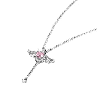 Women's Day Sale-Angel Wings Heart Pendant Necklace