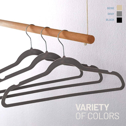 AWENN - Velvet Adults Clothes Hangers for Closet - 10 Pack. Non Slip Men and Women Clothing Hangers with 360 Degrees Swivel Hook (Beige)