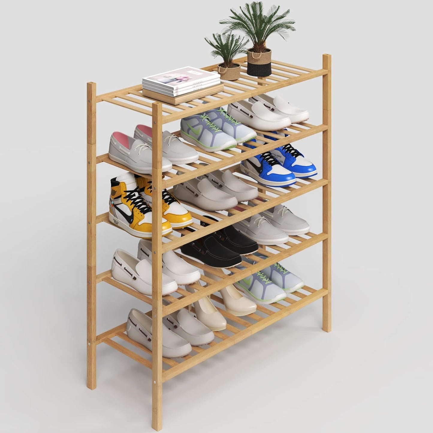 Z&L HOUSE 3-Tier Shoe Rack for Closet, Stackable Shoes Rack Organizer Free Standing Shoe Shelf for Entryway and Closet Hallway, Multifunctional Bamboo Rack in Different Combinations (3-Tier)