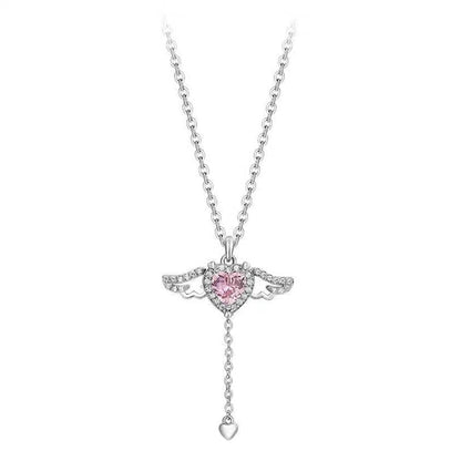 Women's Day Sale-Angel Wings Heart Pendant Necklace