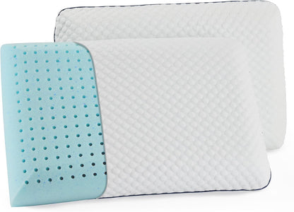 WEEKENDER Gel Memory Foam Pillow - Queen Size - 1-Pack - Medium Plush Feel - Neck & Shoulder Support - For Back, Side, & Stomach Sleepers - Home, Hotel, & Hospital Essentials