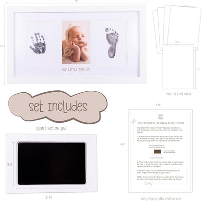 Hapinest Newborn Baby Handprint and Footprint Keepsake Picture Photo Frame - Neutral Nursery Wall Décor Baby Shower Registry Gifts for New Moms and Dads