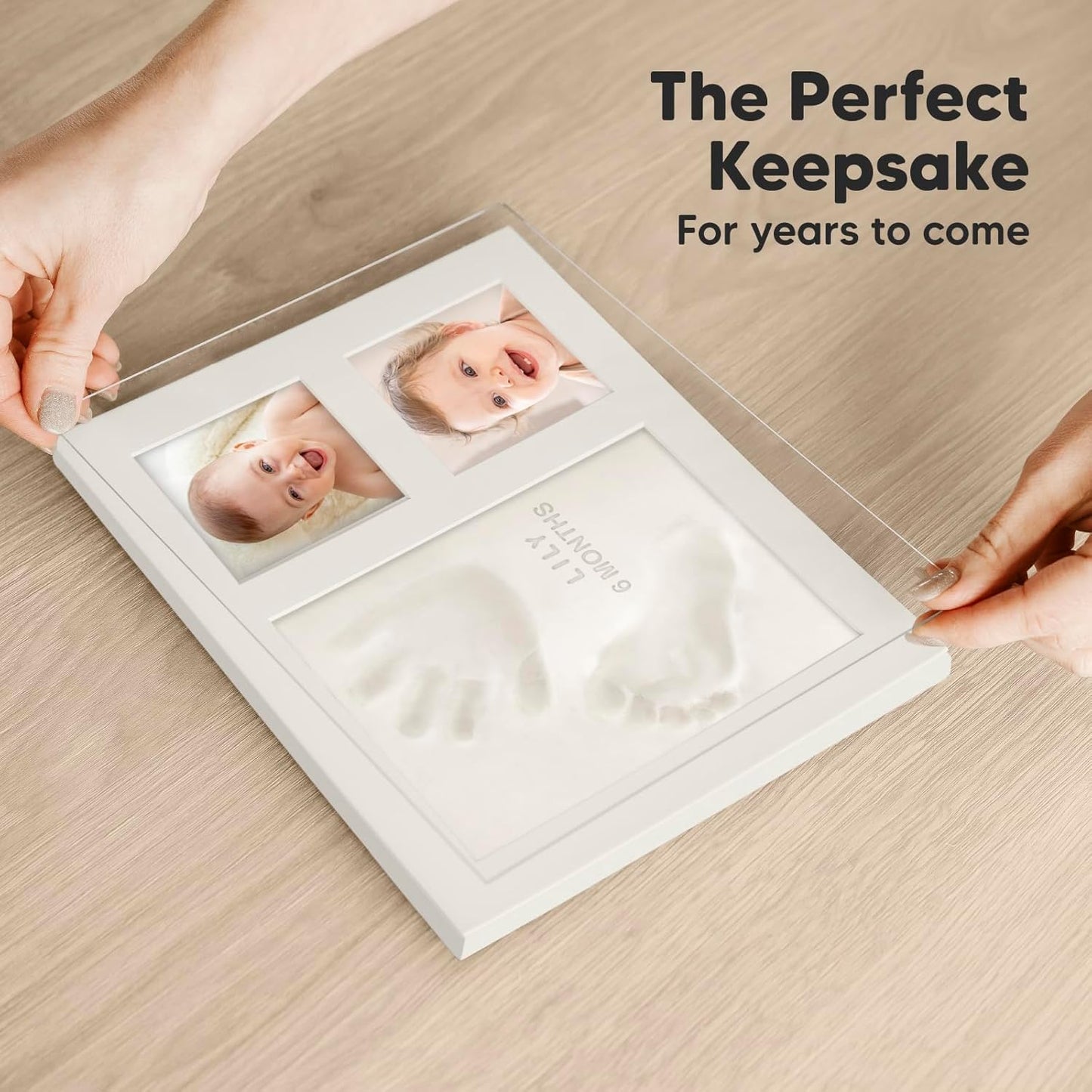 Baby Hand and Footprint Kit - Baby Footprint Kit, Baby Keepsake, Baby Shower Gifts for Mom, Baby Picture Frame for Baby Registry Boys, Girls, Personalized Baby Gifts, Mother's Day Gifts (Ash Wood)