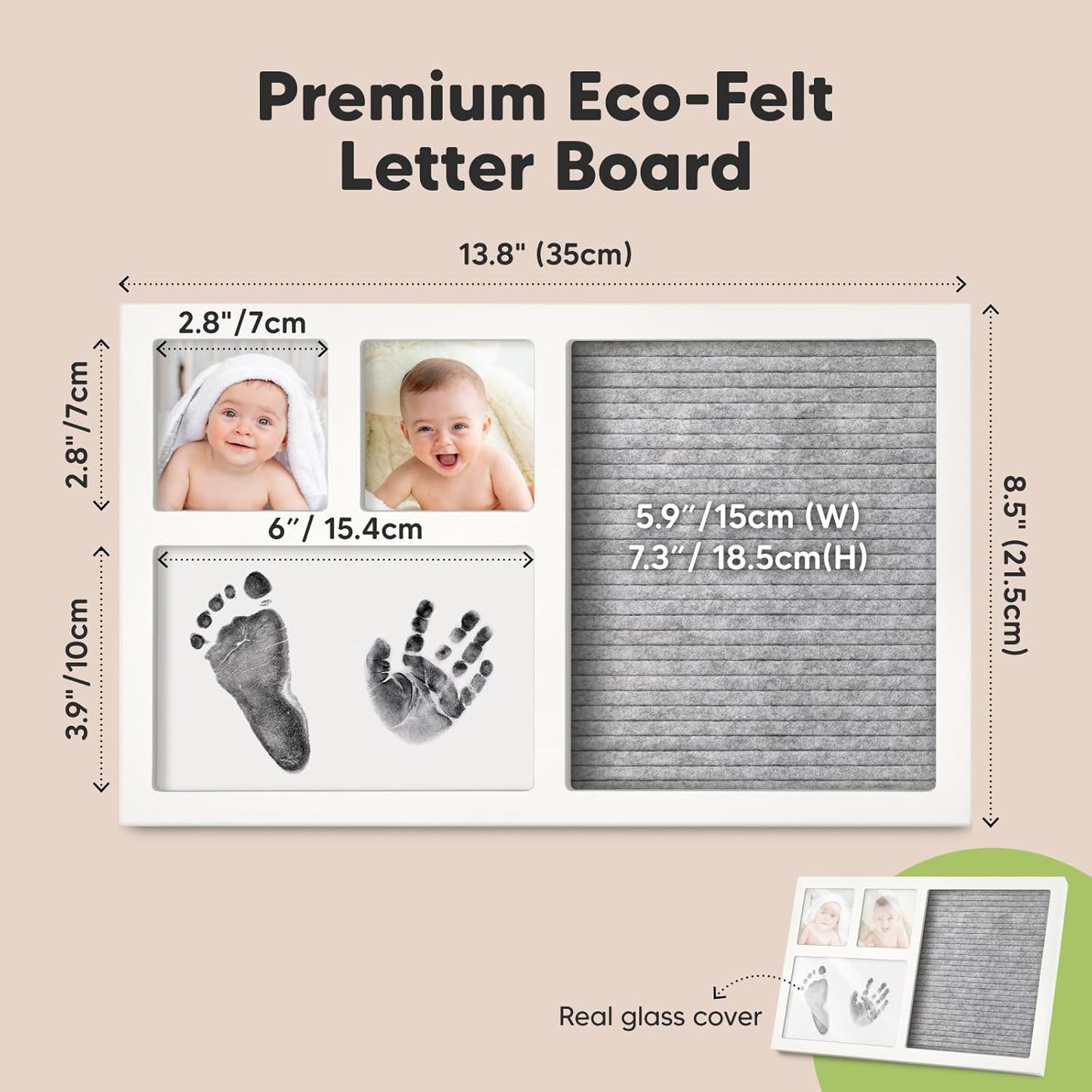 Baby Hand and Footprint Kit - Baby Footprint Kit, Baby Keepsake, Baby Shower Gifts for Mom, Baby Picture Frame for Baby Registry Boys, Girls, Personalized Baby Gifts, Mother's Day Gifts (Ash Wood)