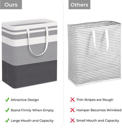 HomeHacks 2-Pack Large Laundry Basket, Waterproof, Freestanding Laundry Hamper, Collapsible Tall Clothes Hamper with Extended Handles for Clothes Toys in the Dorm and Family-(Gradient Grey, 75L)