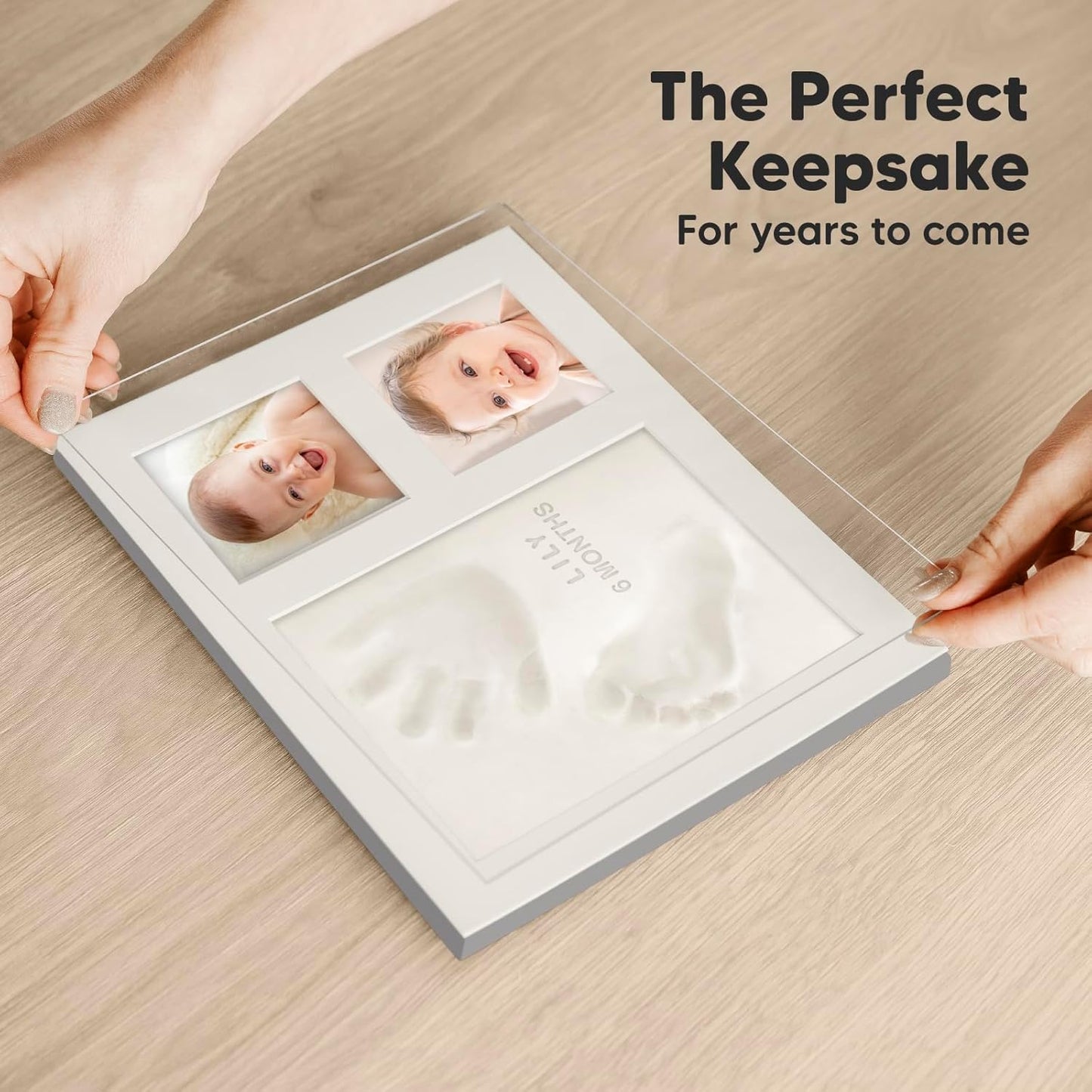 Baby Hand and Footprint Kit - Baby Footprint Kit, Baby Keepsake, Baby Shower Gifts for Mom, Baby Picture Frame for Baby Registry Boys, Girls, Personalized Baby Gifts, Mother's Day Gifts (Ash Wood)