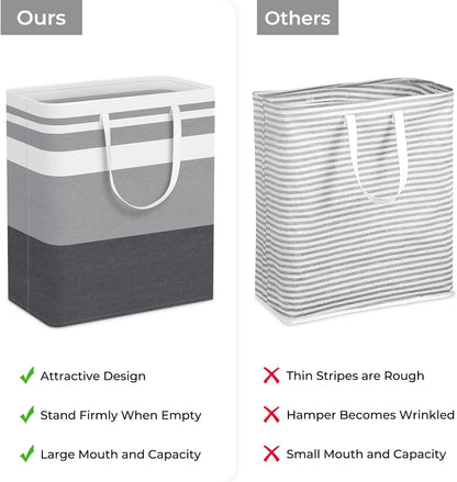 HomeHacks 2-Pack Large Laundry Basket, Waterproof, Freestanding Laundry Hamper, Collapsible Tall Clothes Hamper with Extended Handles for Clothes Toys in the Dorm and Family-(Gradient Grey, 75L)