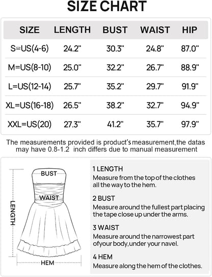 MEROKEETY Women's 2024 Summer Strapless Tube Dress Sexy Off Shoulder Ruffle Tiered Flowy Mini Dresses