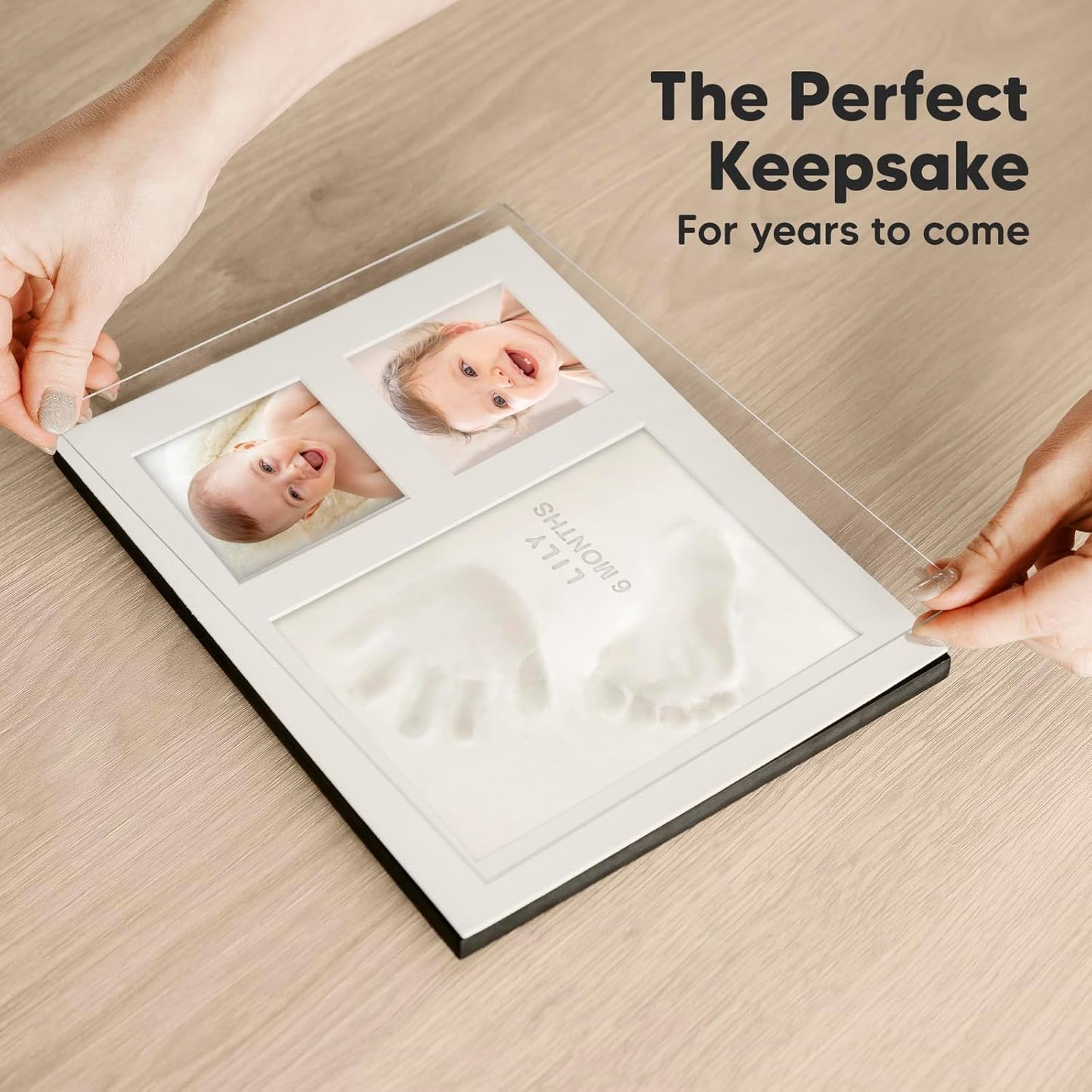 Baby Hand and Footprint Kit - Baby Footprint Kit, Baby Keepsake, Baby Shower Gifts for Mom, Baby Picture Frame for Baby Registry Boys, Girls, Personalized Baby Gifts, Mother's Day Gifts (Ash Wood)