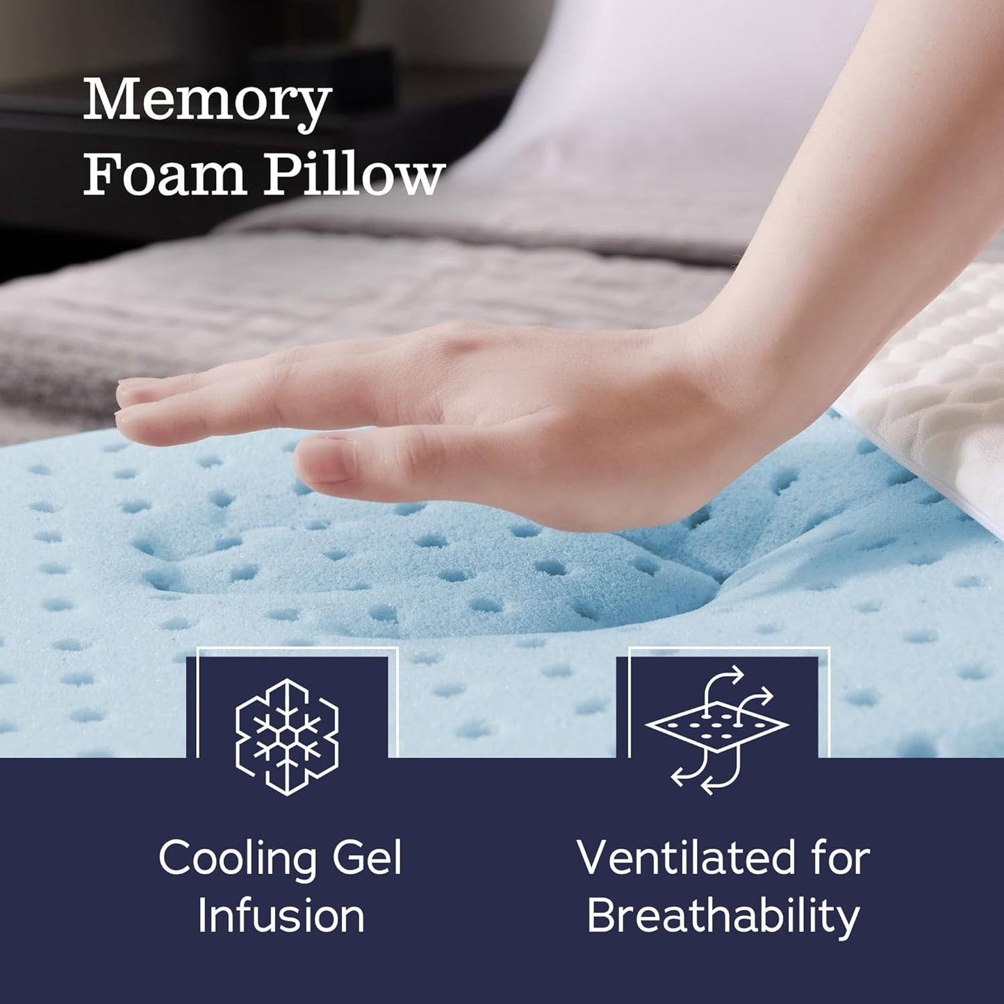 WEEKENDER Gel Memory Foam Pillow - Queen Size - 1-Pack - Medium Plush Feel - Neck & Shoulder Support - For Back, Side, & Stomach Sleepers - Home, Hotel, & Hospital Essentials