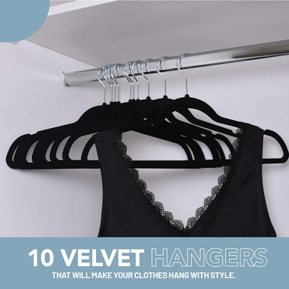 AWENN - Velvet Adults Clothes Hangers for Closet - 10 Pack. Non Slip Men and Women Clothing Hangers with 360 Degrees Swivel Hook (Beige)