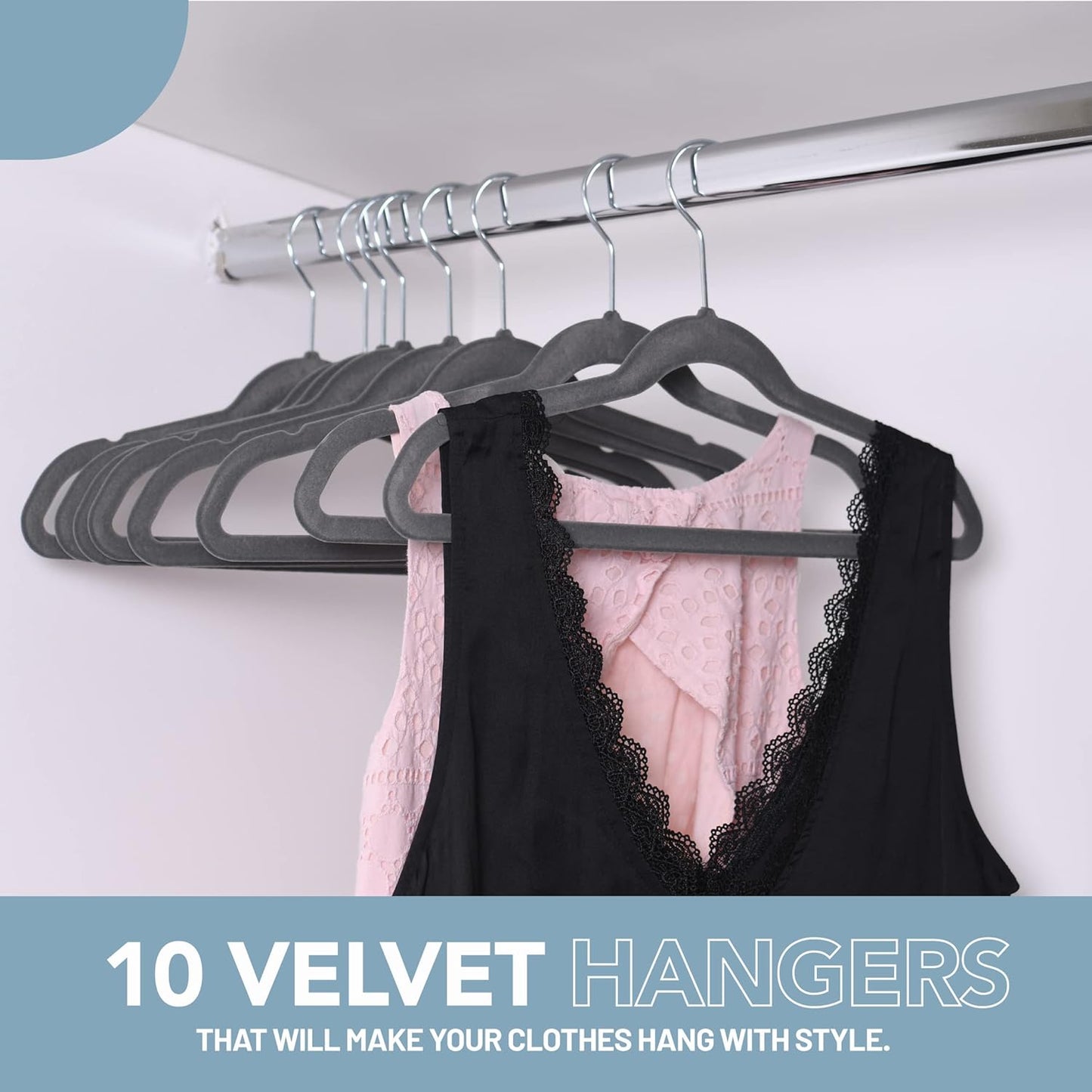 AWENN - Velvet Adults Clothes Hangers for Closet - 10 Pack. Non Slip Men and Women Clothing Hangers with 360 Degrees Swivel Hook (Beige)