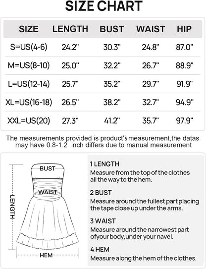 MEROKEETY Women's 2024 Summer Strapless Tube Dress Sexy Off Shoulder Ruffle Tiered Flowy Mini Dresses