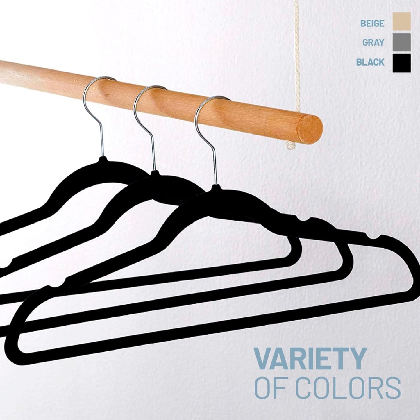 AWENN - Velvet Adults Clothes Hangers for Closet - 10 Pack. Non Slip Men and Women Clothing Hangers with 360 Degrees Swivel Hook (Beige)