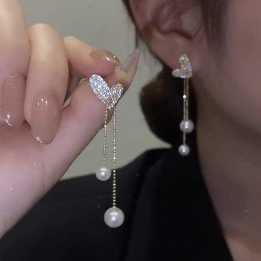 Love Pearl Tassel Earrings