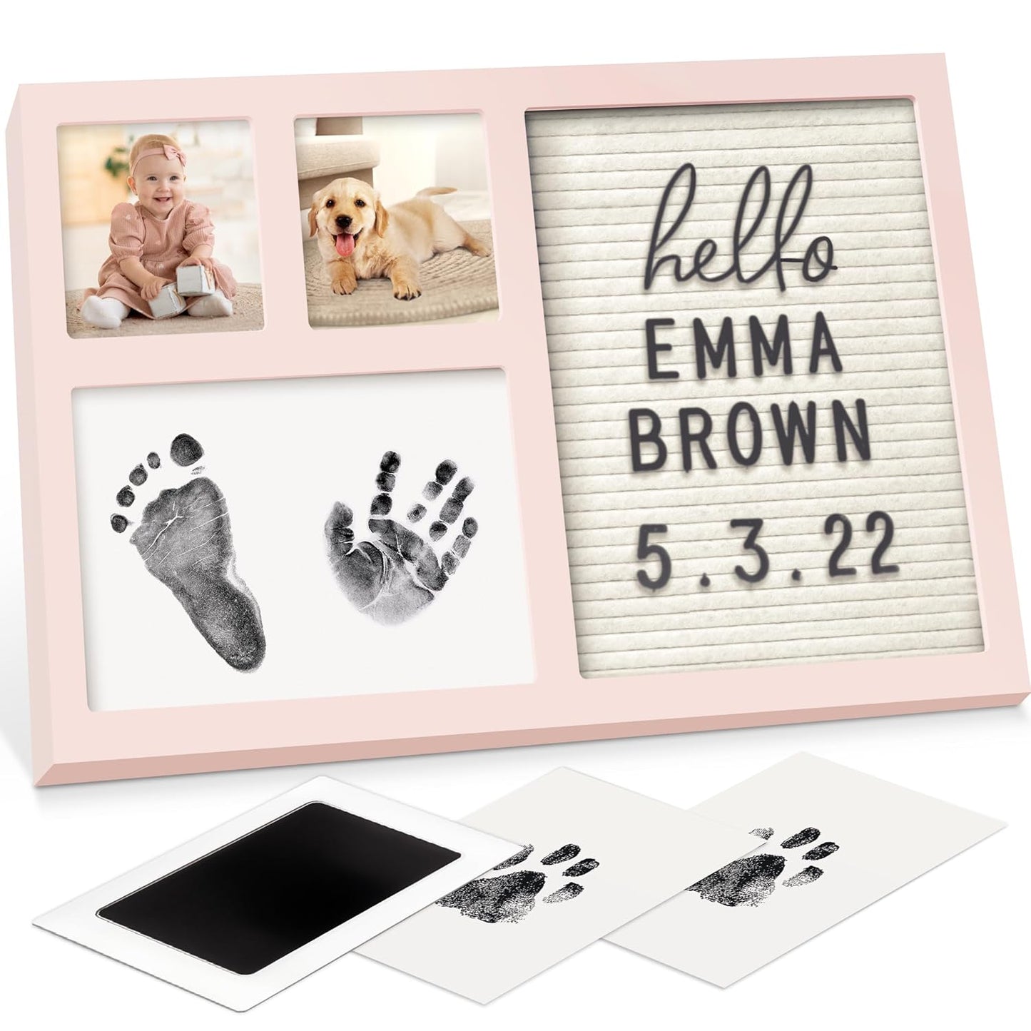 Baby Hand and Footprint Kit - Baby Footprint Kit, Baby Keepsake, Baby Shower Gifts for Mom, Baby Picture Frame for Baby Registry Boys, Girls, Personalized Baby Gifts, Mother's Day Gifts (Ash Wood)