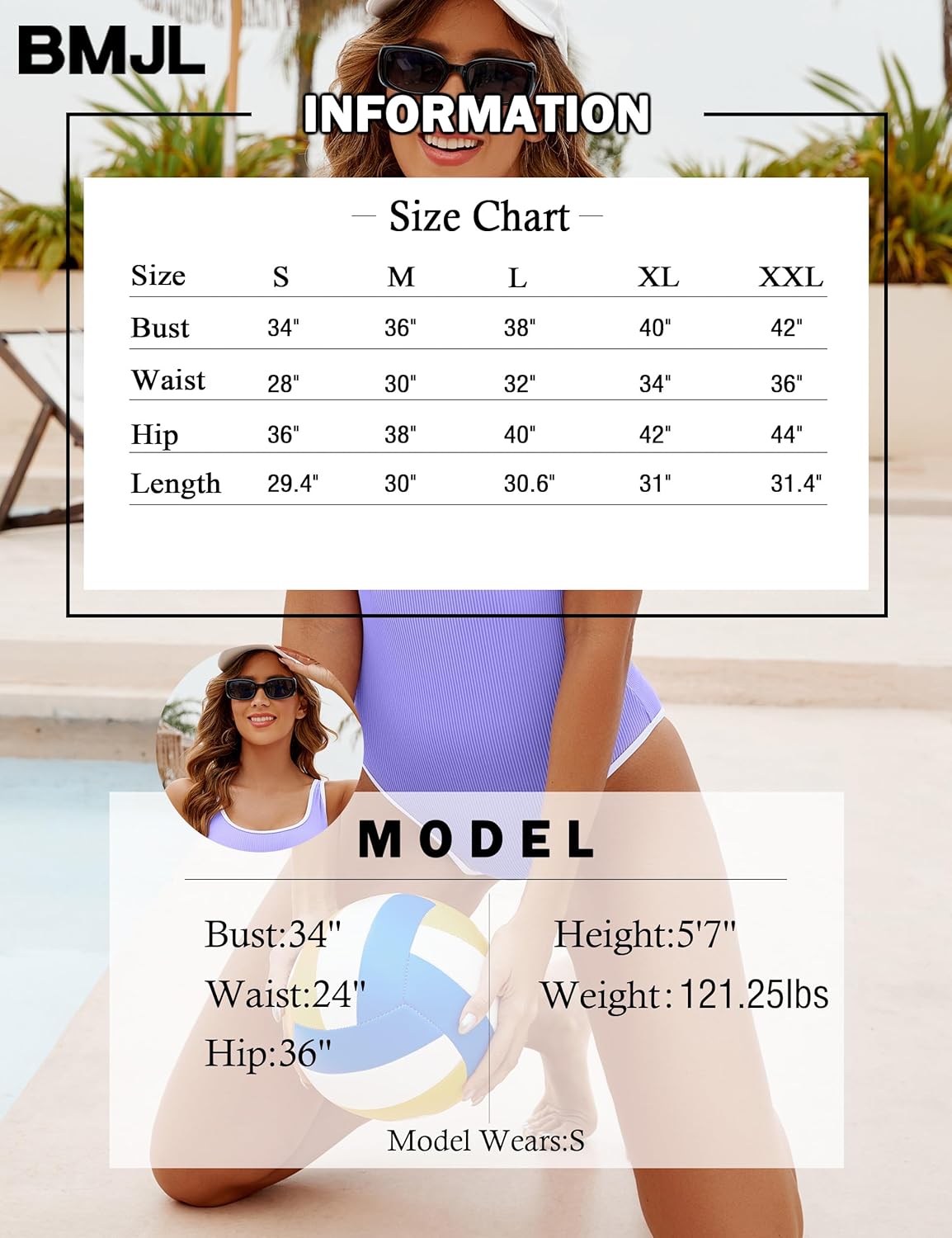 BMJL Women's One Piece Swimsuit Sports Adjustable Strap Bathing Suit Color Block Ribbed High Cut Swimsuits