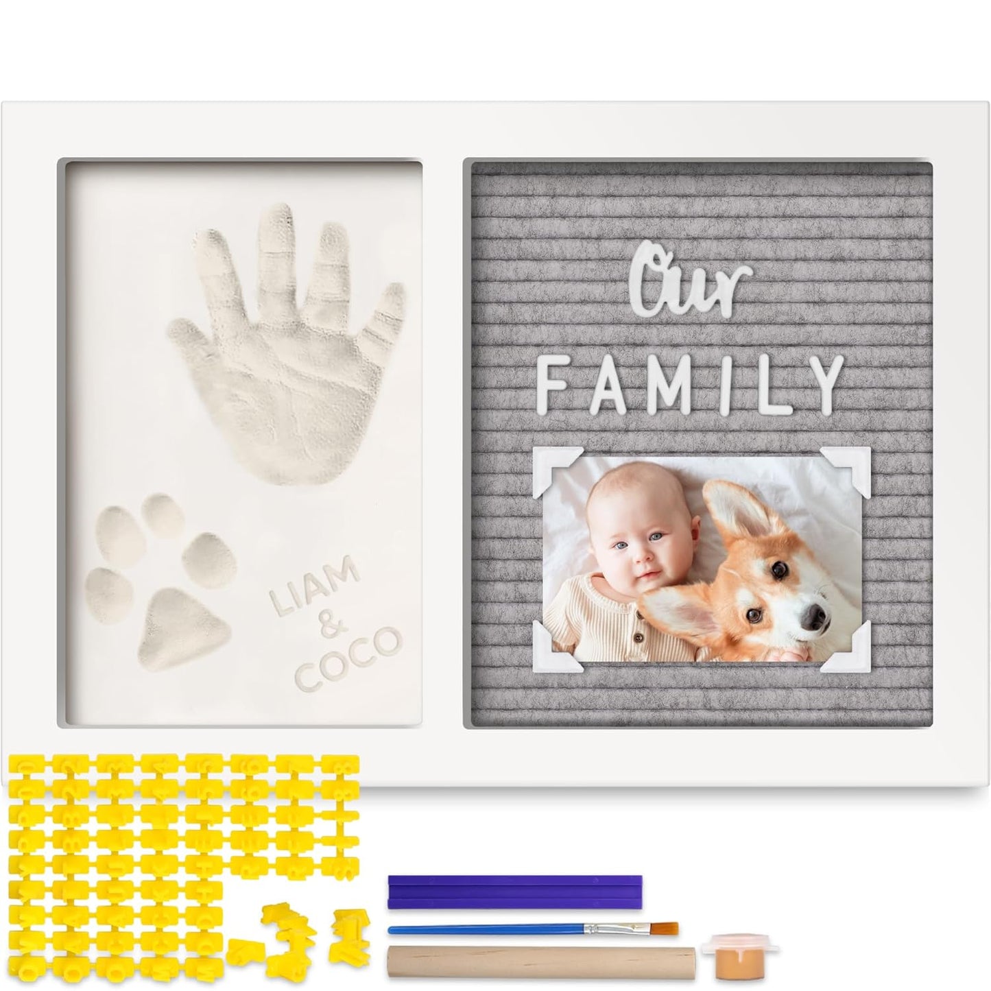 Baby Hand and Footprint Kit - Baby Footprint Kit, Baby Keepsake, Baby Shower Gifts for Mom, Baby Picture Frame for Baby Registry Boys, Girls, Personalized Baby Gifts, Mother's Day Gifts (Ash Wood)