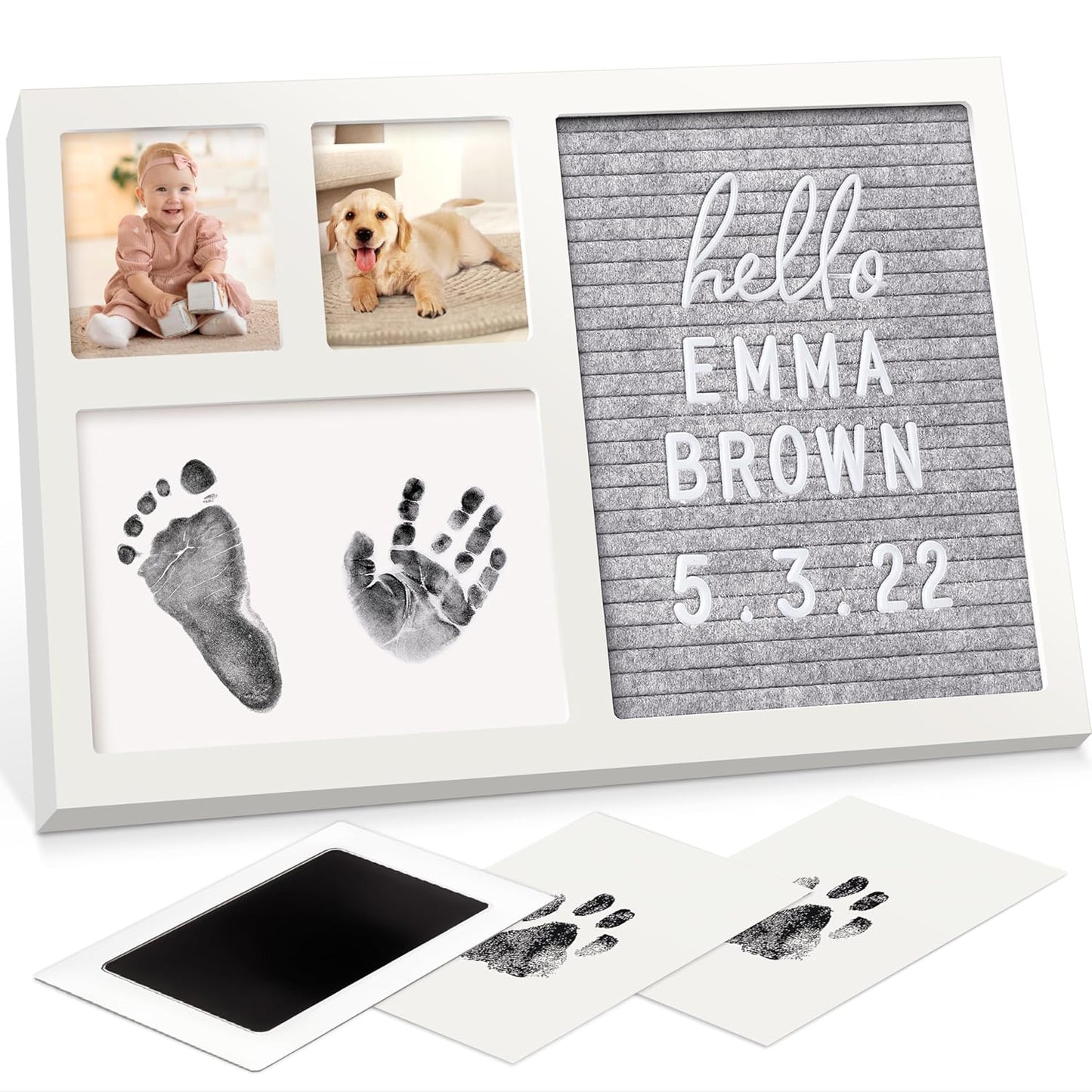 Baby Hand and Footprint Kit - Baby Footprint Kit, Baby Keepsake, Baby Shower Gifts for Mom, Baby Picture Frame for Baby Registry Boys, Girls, Personalized Baby Gifts, Mother's Day Gifts (Ash Wood)