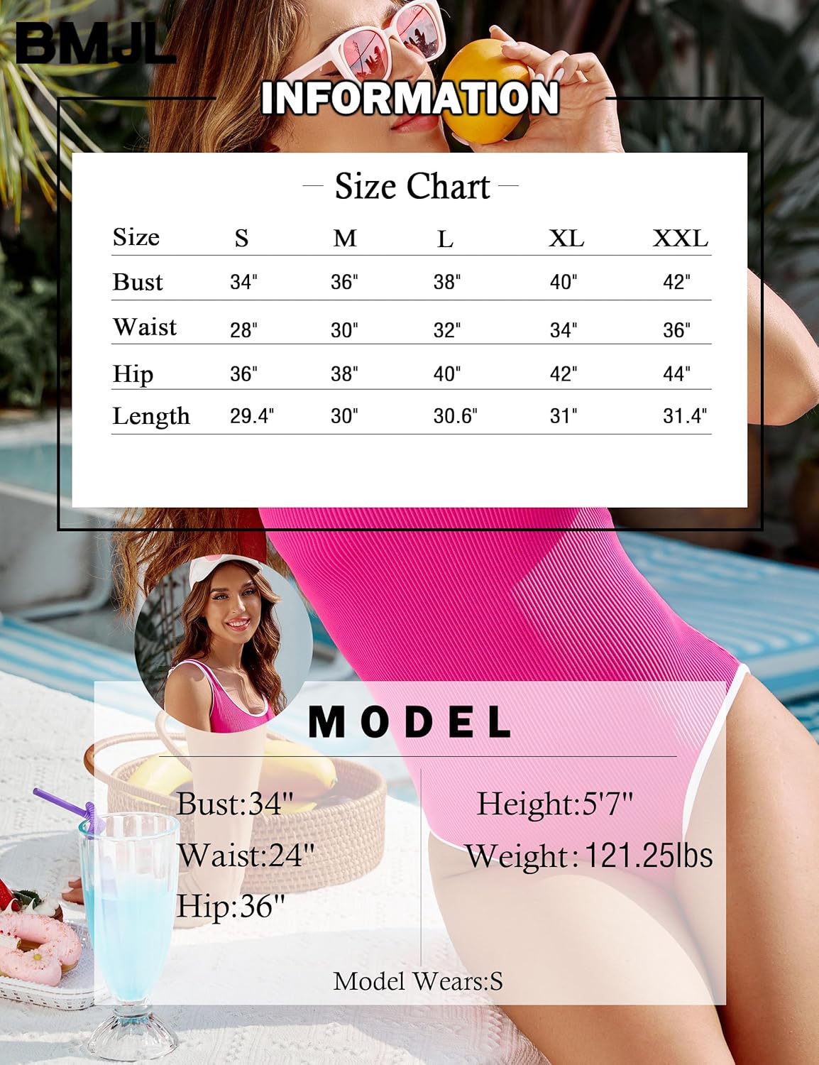 BMJL Women's One Piece Swimsuit Sports Adjustable Strap Bathing Suit Color Block Ribbed High Cut Swimsuits