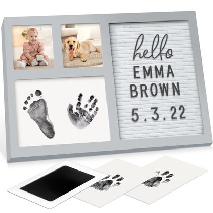 Baby Hand and Footprint Kit - Baby Footprint Kit, Baby Keepsake, Baby Shower Gifts for Mom, Baby Picture Frame for Baby Registry Boys, Girls, Personalized Baby Gifts, Mother's Day Gifts (Ash Wood)