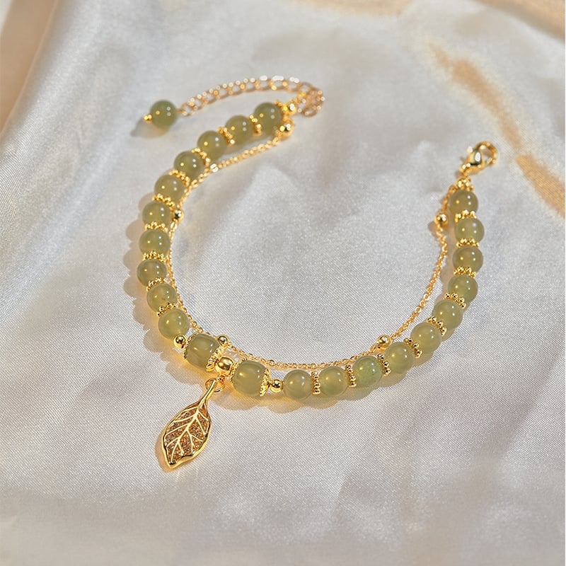 🔥BUY 1 GET 1 FREE 💞--Wotian Jade Lucky Gold Leaf Bangle