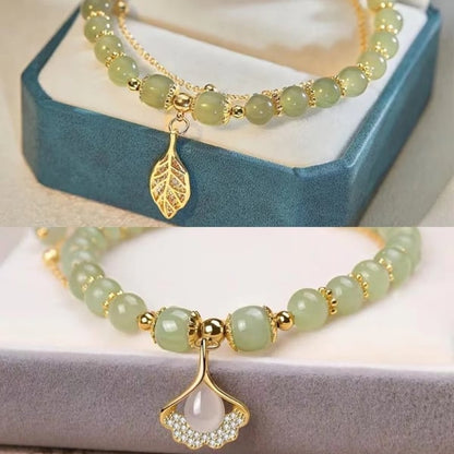 🔥BUY 1 GET 1 FREE 💞--Wotian Jade Lucky Gold Leaf Bangle