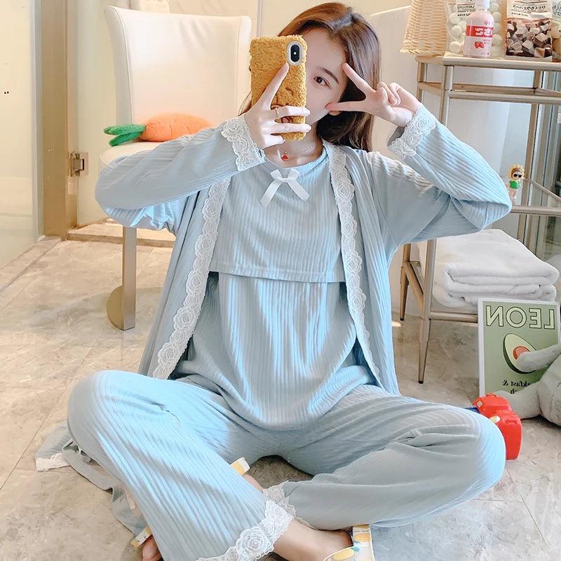 Maternity  Nursing Pajamas Spring Nightwear for Pregnant Women