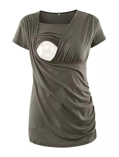 Liu&Qu Summer Women's Maternity Nursing Tops Casual Short Sleeve